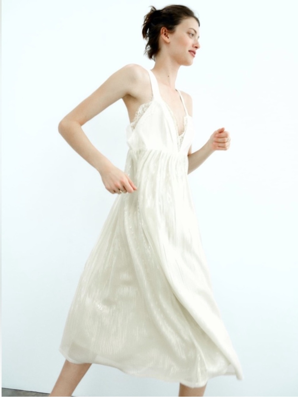 NWT ZARA WHITE SEQUIN KNIT SLIP DRESS LIMITED EDITION bridal coastal lace size S - Picture 4 of 12